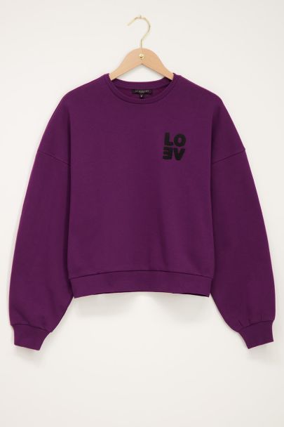 Purple love print sweater