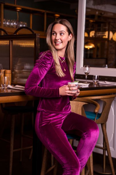Purple velvet split legging 