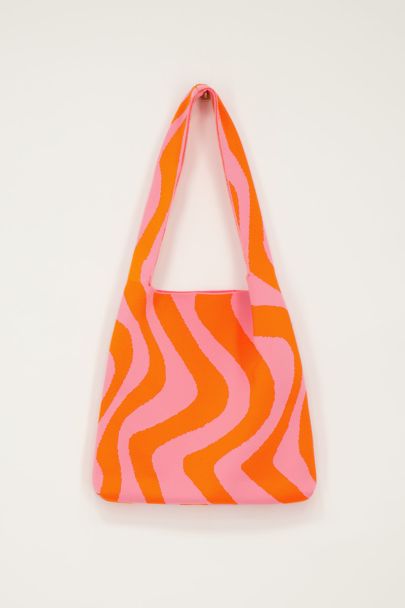 Pinke & orangefarbene Tote Bag mit Swirl