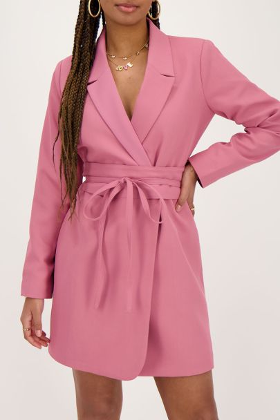 Pink blazer dress with belt