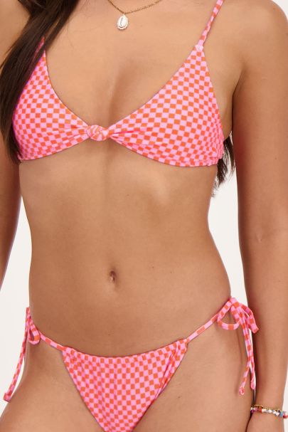 Pink checkered bikini set