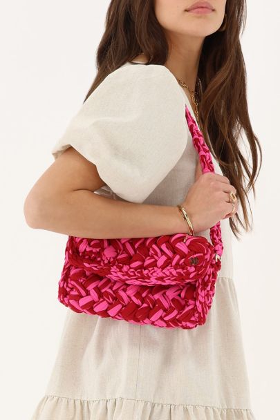 Pink crochet shoulder bag