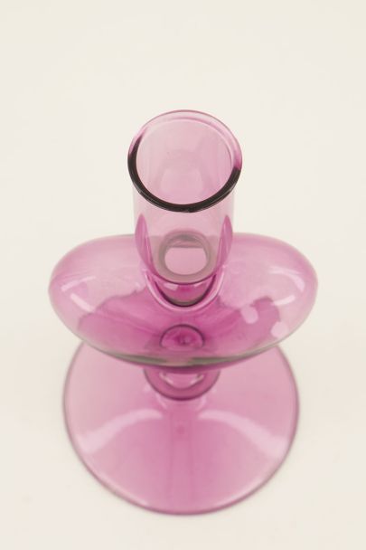 Pink glass heart candle holder