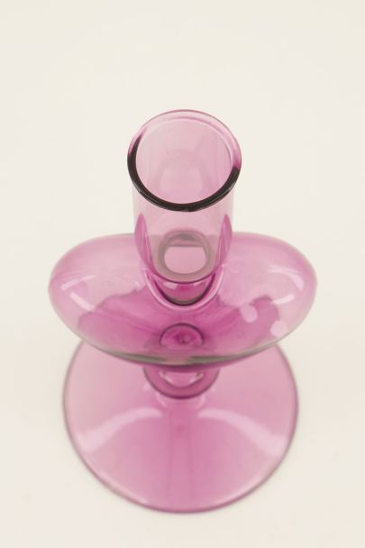 Roze glazen kandelaar met hart