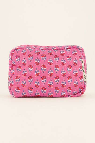 Pink toiletry bag with floral print | My Jewellery