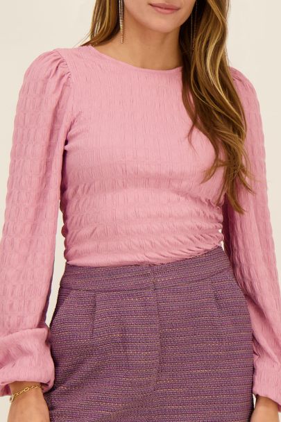 Pink long-sleeved textured top