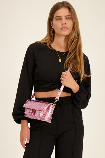 Pink metallic shoulder bag