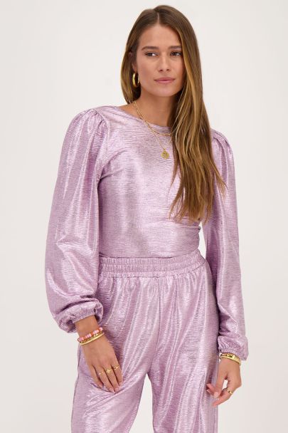 Pink metallic top with knot
