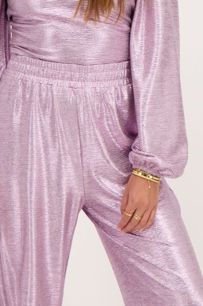 Pink metallic trousers wide-leg