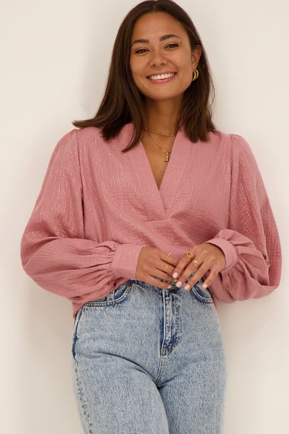 Roze mousseline blouse