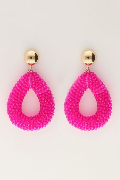 Pink statement earrings with rhinestones  |  My Jewellery