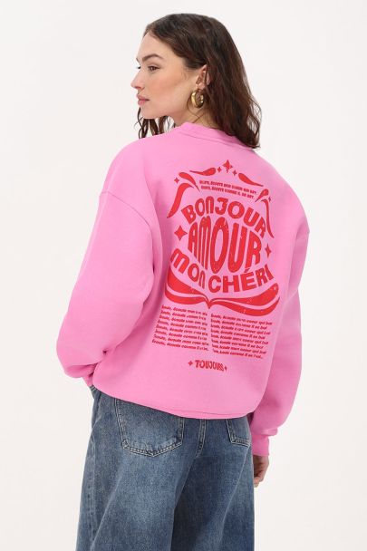 Roze sweater "Bonjour amour mon chéri"