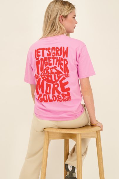 Roze T-shirt Let's grow together