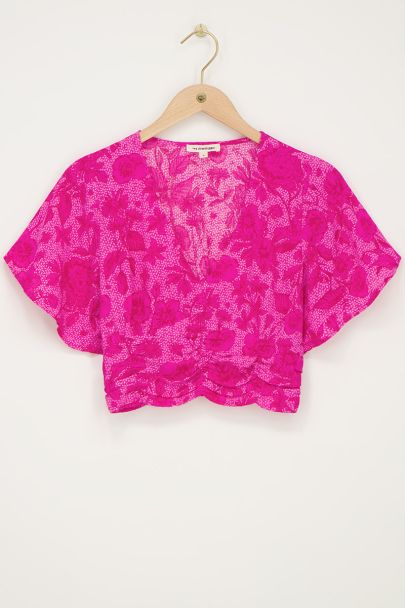 Roze top met bloemenprint en smock