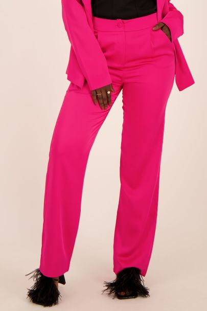 Pink satin look trousers