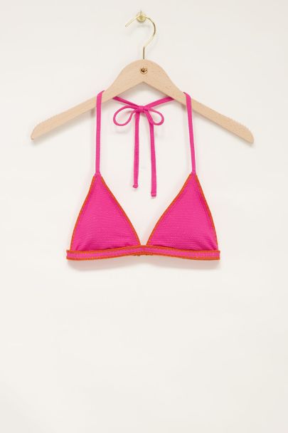 Pink triangle bikini top with lurex