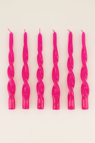 Pink twisted candle set