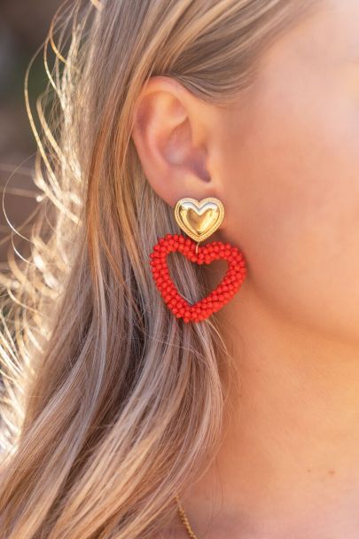 Statement oorhangers met kralen hart
