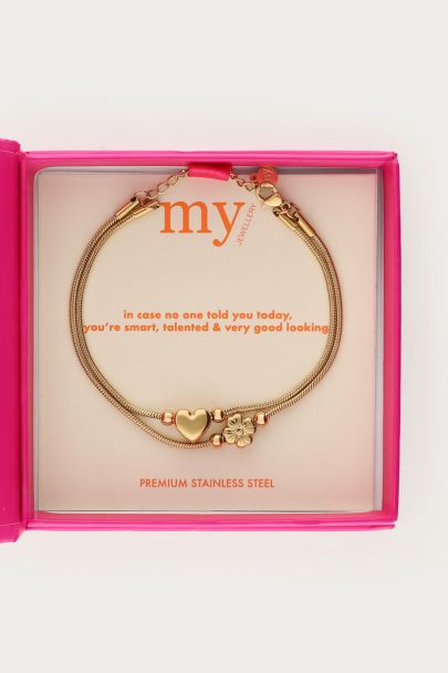 Gratitude dubbele armband hart en klaver