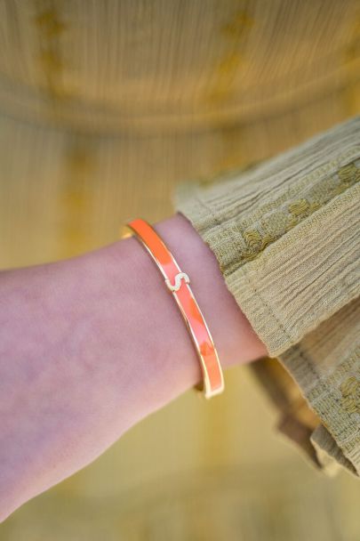 Orange initial bangle