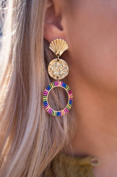 Sunchasers Statement-Ohrringe mit Münzen & bunten Perlen