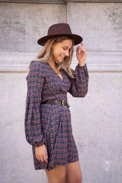 Blue floral print dress 