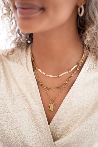 Necklace with coins & multicoloured stones