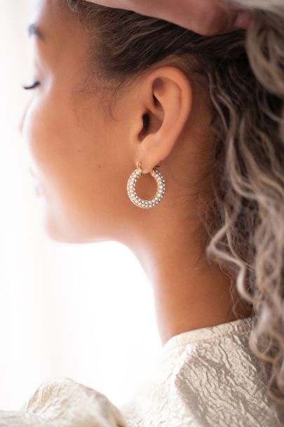 Sunchasers oorringen breed met strass stenen