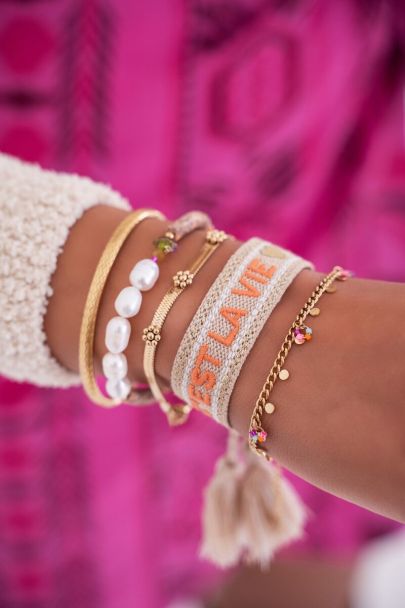 Armband met multikleur steentjes & muntjes