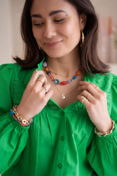 Necklace with multiple colourful beads