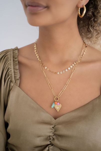 Sunchasers chain necklace with heart & colourful charms