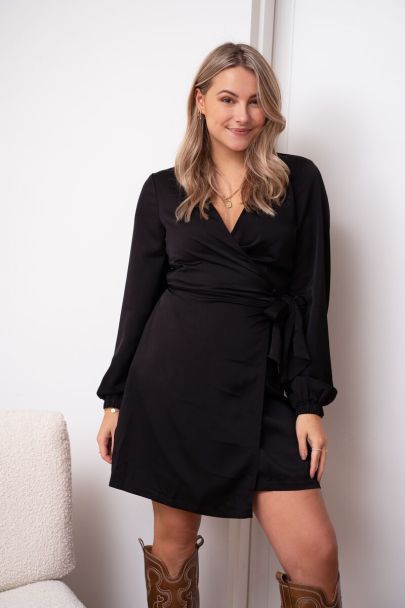 Black wrap dress with bow