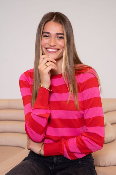 Red & pink striped sweater