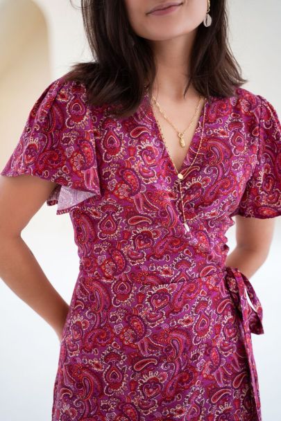 Purple midi dress with print