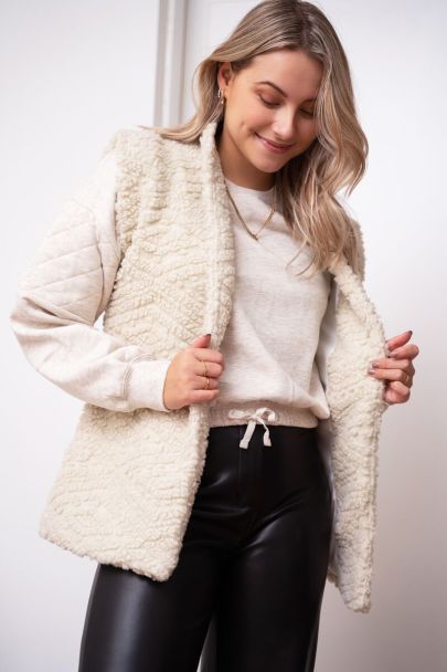 Beige aztec teddy gilet