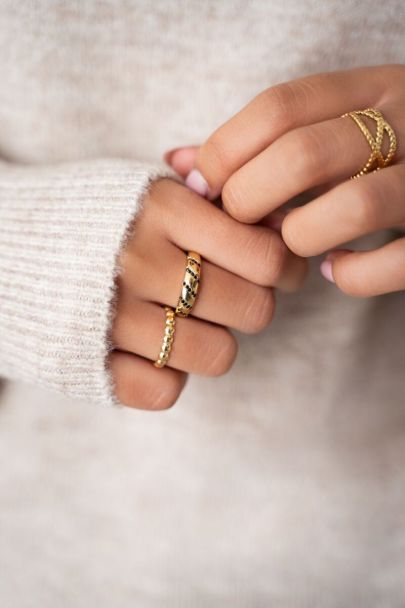 Bague MOOD avec pierres noires inclinées