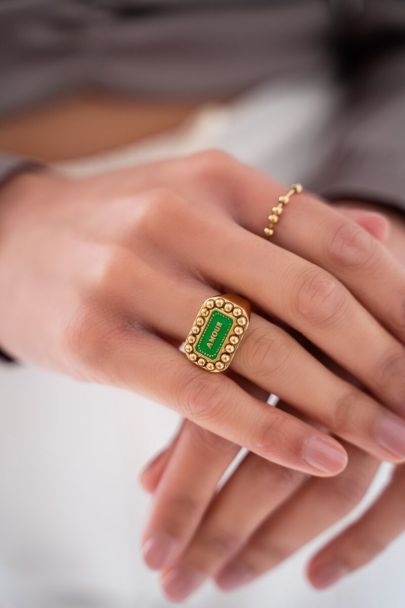 Bague Bold Spirit avec charm « Amour » vert