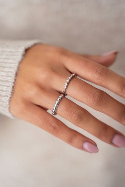 Bague vintage à cristaux pêche