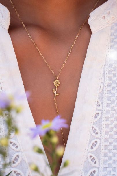 Birth Flower ketting met bedel en strass