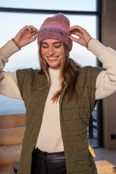 Pull en teddy beige à col rond