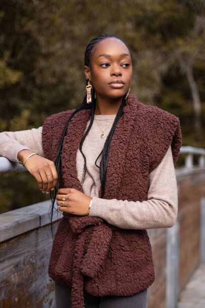 Brown belted teddy vest