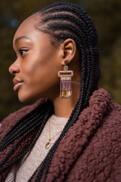 Brown statement Miyuki beaded earrings