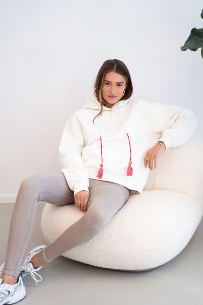 Witte hoodie met koord Parijs 