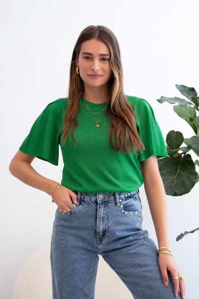 Groene lurex top