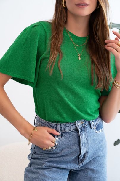 Groene lurex top