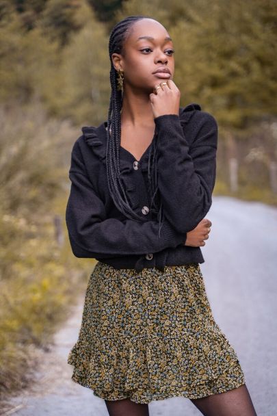 Multicolor printed skirt with ruffles