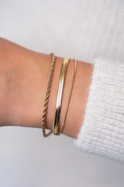 Driedubbele armband gedraaide & platte schakels