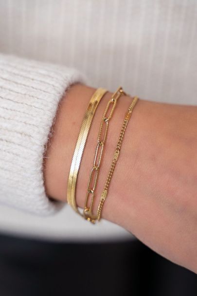 Dreifach-Armband mit groben und flachen Gliedern