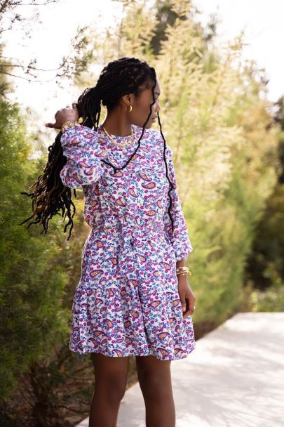 White Paisley print dress