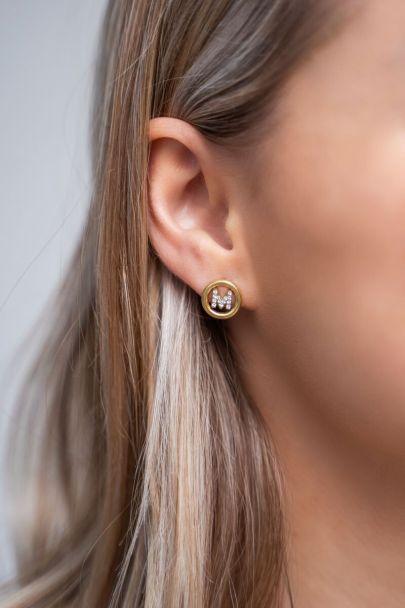 Puces d’oreilles avec initiale en strass